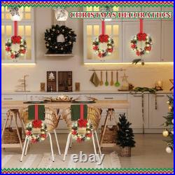 12 Pcs Mini Christmas Cabinet Wreath with Lights, Red 12 Pcs Mini Christmas Cabinet Wreath with Lights, Red