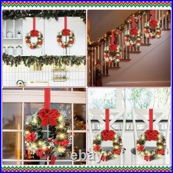 12 Pcs Mini Christmas Cabinet Wreath with Lights, Red 12 Pcs Mini Christmas Cabinet Wreath with Lights, Red