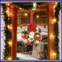 12 Pcs Mini Christmas Cabinet Wreath with Lights, Red 12 Pcs Mini Christmas Cabinet Wreath with Lights, Red