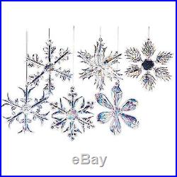 12 Piece 2 Iridescent Glass Snowflake Christmas Tree Ornaments Decorations Set