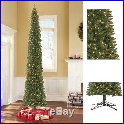 12 Pre-Lit Pencil Christmas Tree Clear Lights Tall & Narrow Holiday Decor Green