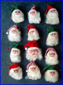 (12) SANTA CLAUS FACES HEADS CHRISTMAS TREE ORNAMENTS DECORATIONS