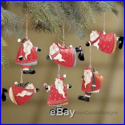 12 Santa Christmas Ornaments Set Lot Metal Holiday Tree Gift Party Favor Claus
