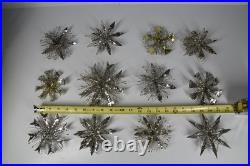 12 Vintage Aluminum Snowflake Christmas Tree Ornaments OOAK Handmade MCM Metal