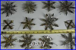 12 Vintage Aluminum Snowflake Christmas Tree Ornaments OOAK Handmade MCM Metal