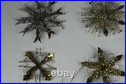 12 Vintage Aluminum Snowflake Christmas Tree Ornaments OOAK Handmade MCM Metal