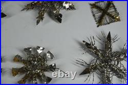 12 Vintage Aluminum Snowflake Christmas Tree Ornaments OOAK Handmade MCM Metal