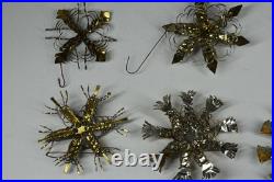 12 Vintage Aluminum Snowflake Christmas Tree Ornaments OOAK Handmade MCM Metal