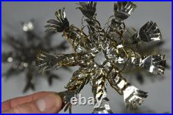 12 Vintage Aluminum Snowflake Christmas Tree Ornaments OOAK Handmade MCM Metal