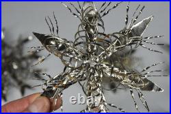 12 Vintage Aluminum Snowflake Christmas Tree Ornaments OOAK Handmade MCM Metal