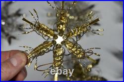 12 Vintage Aluminum Snowflake Christmas Tree Ornaments OOAK Handmade MCM Metal