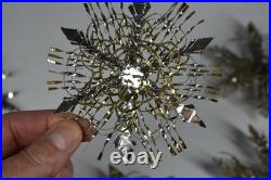 12 Vintage Aluminum Snowflake Christmas Tree Ornaments OOAK Handmade MCM Metal