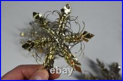 12 Vintage Aluminum Snowflake Christmas Tree Ornaments OOAK Handmade MCM Metal