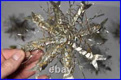 12 Vintage Aluminum Snowflake Christmas Tree Ornaments OOAK Handmade MCM Metal