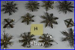 12 Vintage Aluminum Snowflake Christmas Tree Ornaments OOAK Handmade MCM Metal