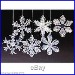 12 Vintage Christmas Ornaments Glass Snowflakes Set Tree Decoration White Clear