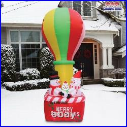 12′ft Christmas Snowmen In Hot Air Balloon Airblown Inflatable Lights Yard Decor
