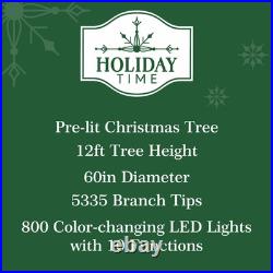 12 ft Pre-Lit Sheridan Sure-Lit Pole Slim Pine Christmas Tree, 800 Color-Changin 12 ft Pre-Lit Sheridan Sure-Lit Pole Slim Pine Christmas Tree, 800 Color-Changin