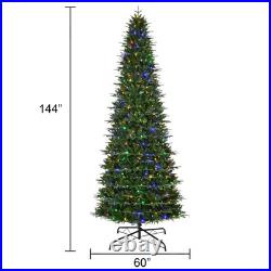 12 ft Pre-Lit Sheridan Sure-Lit Pole Slim Pine Christmas Tree, 800 Color-Changin 12 ft Pre-Lit Sheridan Sure-Lit Pole Slim Pine Christmas Tree, 800 Color-Changin
