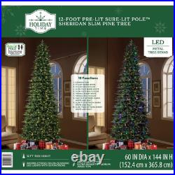 12 ft Pre-Lit Sheridan Sure-Lit Pole Slim Pine Christmas Tree, 800 Color-Changin 12 ft Pre-Lit Sheridan Sure-Lit Pole Slim Pine Christmas Tree, 800 Color-Changin