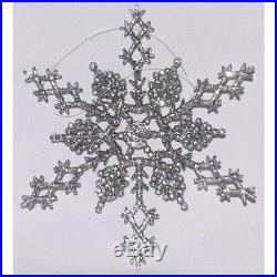 12 pcs 6 SILVER Glittered SNOWFLAKES Christmas Winter ORNAMENTS DECORATIONS