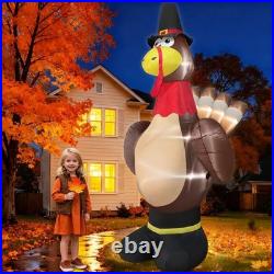 12ft Giant Turkey Inflatable Outdoor Decoration with LED Lights & Stakes Fall