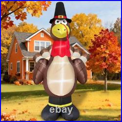 12ft Giant Turkey Inflatable Outdoor Decoration with LED Lights & Stakes Fall