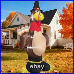 12ft Giant Turkey Inflatable Outdoor Decoration with LED Lights & Stakes Fall