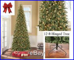 12ft TALL Artificial Pencil Green Christmas Pine Tree Clear Light Stand Holiday