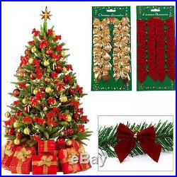 12x Bow Christmas Tree Decoration Xmas Hanging Ornament Bowknot Party Home Decor