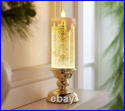 13 Illuminated Glitter Pedestal Candle by Valerie in Silver