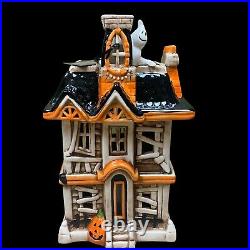 13th & Elm Large 17 Halloween Ceramic Spooky Led Light Up Haunted House Ghost