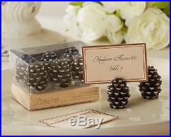 144 Pinecone Resin Place Card Holders w Cards Winter Fall Autumn Wedding Brown