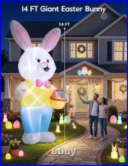 14FT Giant Easter Bunny Inflatable Outdoor Decoration, Extra Tall Bunny Blow up