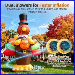 14FT Thanksgiving Inflatable Pilgrim Turkey with LED Lights & Dual Blowers 14FT Thanksgiving Inflatable Pilgrim Turkey with LED Lights & Dual Blowers
