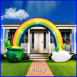 14Ft St. Patrick’s Inflatable Rainbow Arch with LED Cauldron for Yard Decor