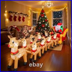 14 FT Christmas Inflatables Outdoor Decorations, Santa Claus Sleigh and 9 Rei
