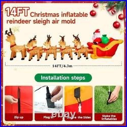 14 FT Christmas Inflatables Qutdoor Decorations, Santa Claus Sleigh and 9 Reinde