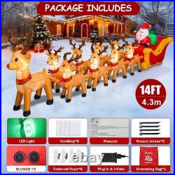 14 FT Christmas Inflatables Qutdoor Decorations, Santa Claus Sleigh and 9 Reinde
