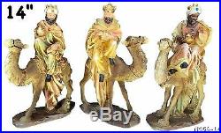 14 Inch Three Wise Men 3 Kings Tres Reyes Magos Nativity Camel Statue Sculpture