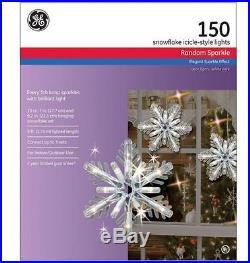 150 Snowflake Icicle Light Set Fairy Christmas Power Outdoor Holiday Party Decor