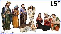 15 Nativity Set Baby Jesus, Mary, Joseph, Shepherd, 3 Kings, Angel, Cow
