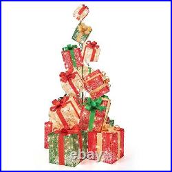 15 Stacked Pre-Lit Gift Box Tower 67'' Lighted Present