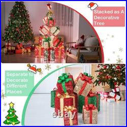 15 Stacked Pre-Lit Gift Box Tower 67 Lighted Present Decoration with 450 Lights