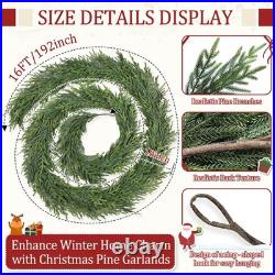 16FT Christmas Pine Garland Real Touch Green Garland
