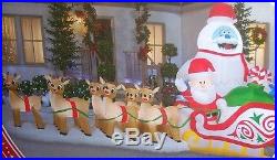 16.5' Rudolph Reindeer Santa Claus Sleigh Bumble Airblown Inflatable Yard Decor