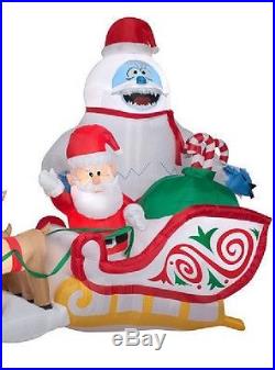 16.5' Rudolph Reindeer Santa Claus Sleigh Bumble Airblown Inflatable Yard Decor