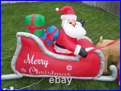 16′ FT Airblown Inflatable LED LIGHTED Santa Sleigh Scene and Reindeer