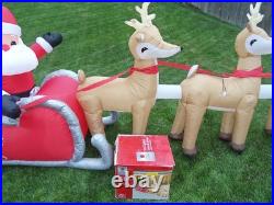16' FT Airblown Inflatable LED LIGHTED Santa Sleigh Scene and Reindeer