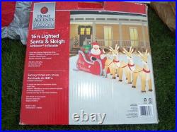 16' FT Airblown Inflatable LED LIGHTED Santa Sleigh Scene and Reindeer